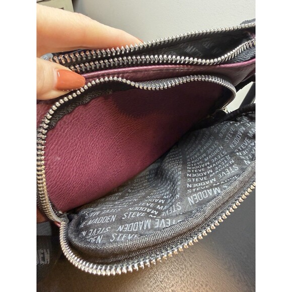 Steve Madden Quilted Faux Leather Crossbody Bag Purple Purse - Picture 10 of 13